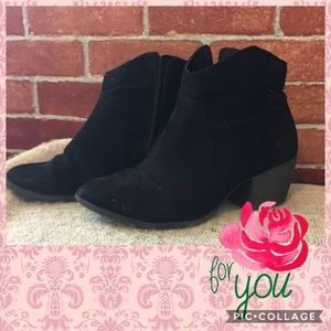 Black soft suede ankle boots